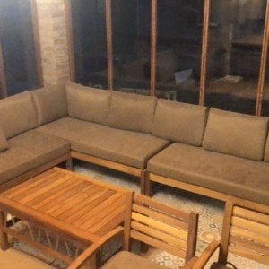 Lavanta İroko Teak Ağacı Bahçe Balkon Köşe Koltuk Takımı Minderli 200*250 cm.