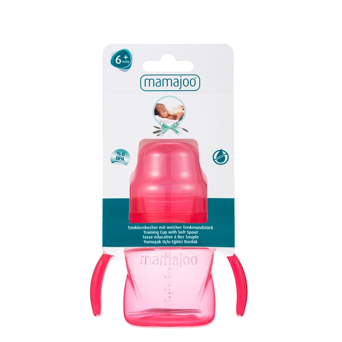 Mamajoo 160ml Kulplu Eğitici Bardak Seti / Pembe